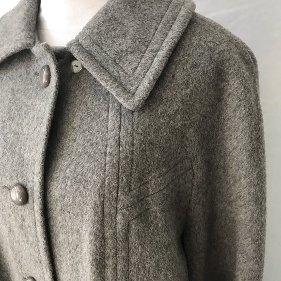 Vintage Wool Coat Long Grey Button Up - Picture 8 of 8